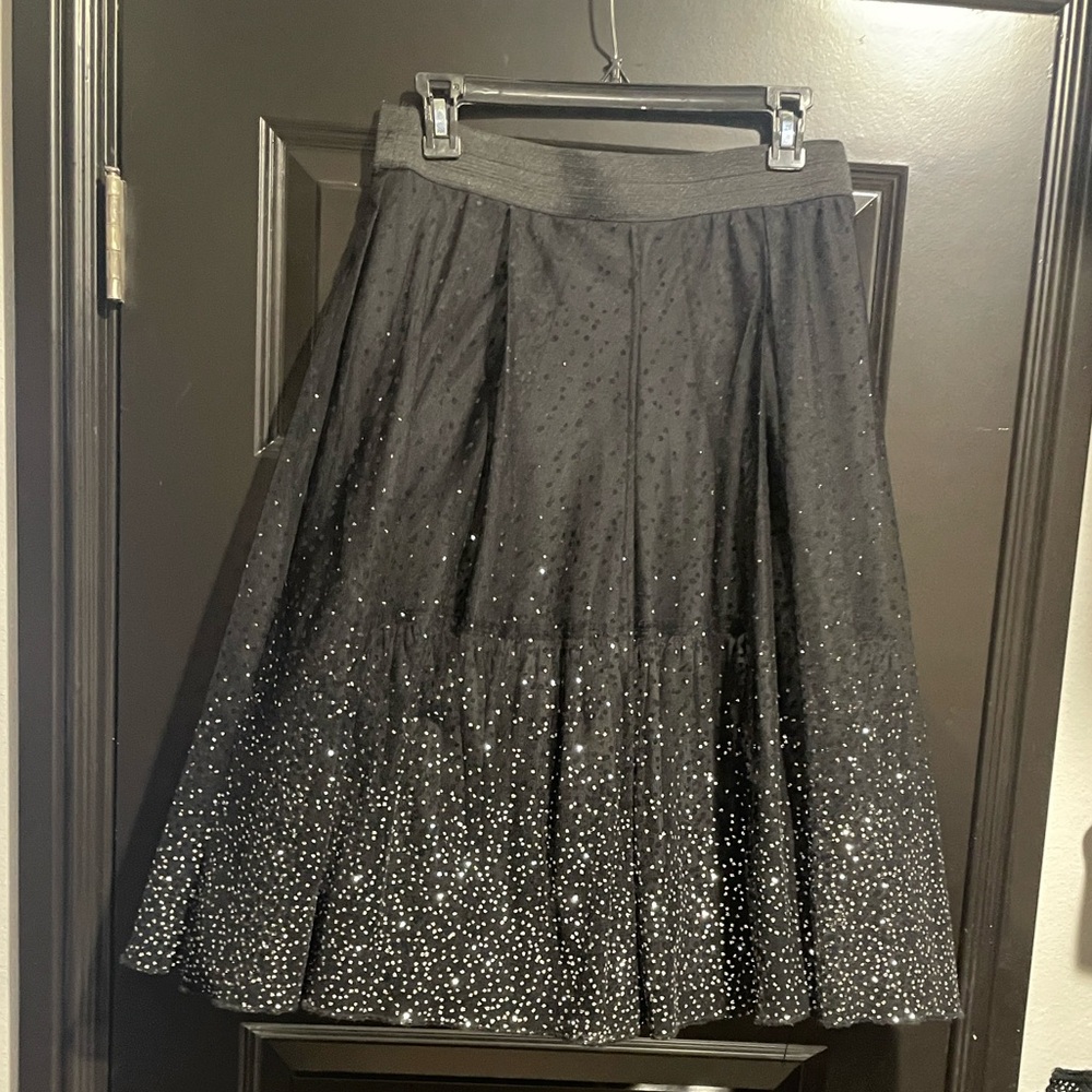 Black A-Line Skirt with Silver Dots